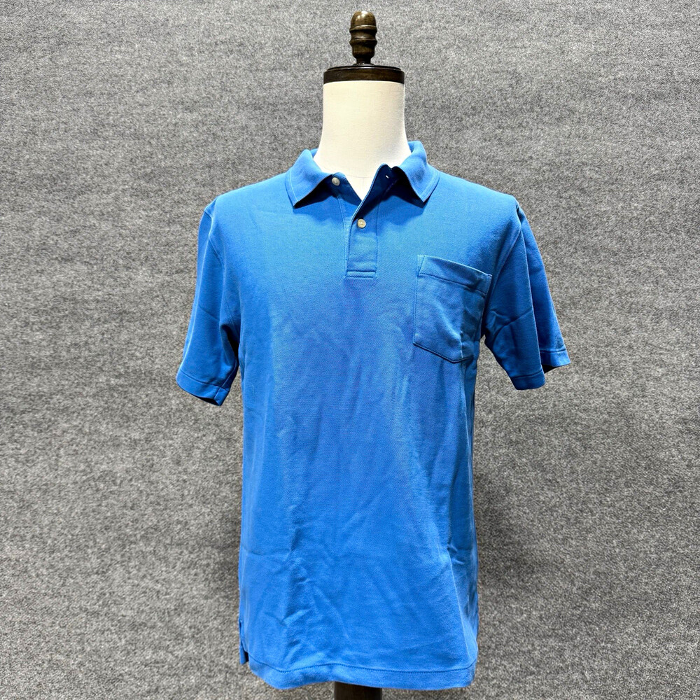 L.L.Bean Polo Shirt Mens S Regular Blue 100% Cotton Pique Pocket Short Sleeve